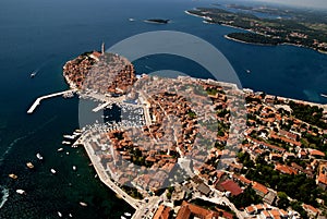 Aerial bird eye view of Rovinj,Croatia