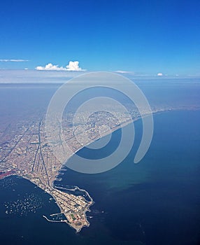 Aerial bird view of `La Punta` in Callao district