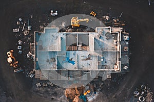 Aerial birdseye image of a house being built