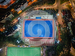 Aerial birdâ€™s eye view of the outdoor hockey field