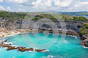 Aerial from Blue Lagoon on Nusa Ceningan Bali Indonesia photo