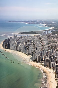 Aerial of Boa Viagem beach in Recife, Brasilia photo