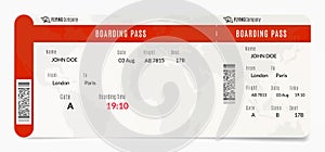 Aerial boarding pass. Plane ticket design. Airplane template illustration.