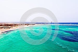 Aerial from Boca Grandi beach on Aruba island photo