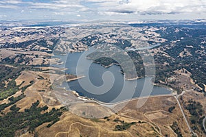 Aerial of Briones Reservoir in East Bay, Northern California photo
