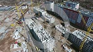 Aerial of building houses in new residential area