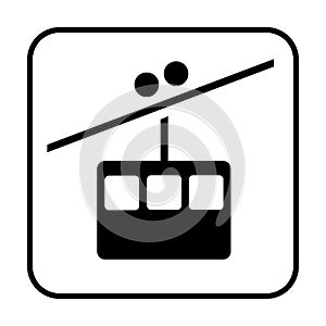 Aerial cable car cabin symbol icon