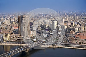Aerial Cairo Egypt 6th October bridge