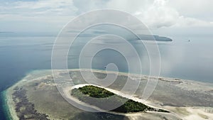 Aerial of Calm Ocean and Remote Island in Banda Sea