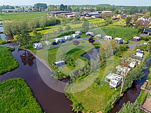 Aerial from a camping in the Netherlands in springtime