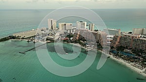 Aerial cancun Mexico hotel zone riviera Maya travel destination Mexican Caribbe
