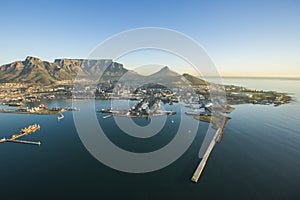 Aerial of Capetown Table Mountain south africa