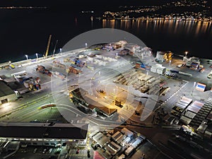 Aerial, Cargo Loading Dock, Night View