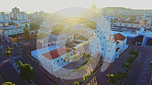 Aerial of Catholic Church in a Small Town 02