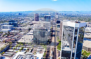 Aerial of Central ave in Phoenix Arizona