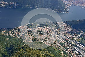 Aerial of Cernobbio village on Como lake , Italy