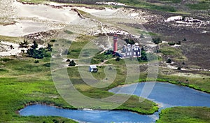 Aerial at Chatham, Cape Cod Showing the Historic Lighthouse at Monomoy Island photo