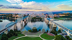 Aerial of Chattanooga Tennessee TN Skyline