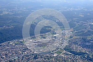 Aerial of Chiasso railway yard, Switzerland