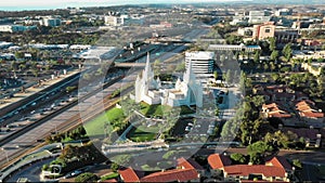 Aerial of Church of Jesus Christ of Latter-Day Saints, San Diego Temple