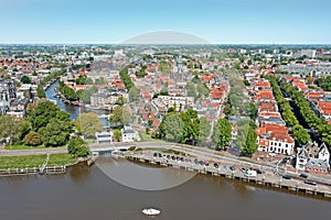 Aerial from the city Gouda in Zuid Holland the Netherlands