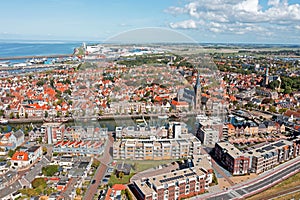 Aerial from the city Harlingen at the IJsselmeer in the Netherlands