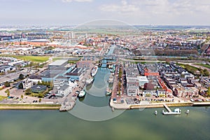 Aerial from the city Maassluis in the Netherlands photo