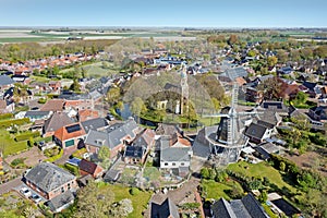 Aerial from the city Spijk in Groningen the Netherlands