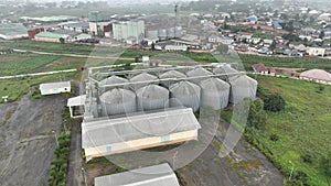 Aerial city view of Grand Cereals in Jos, Nigeria from high above
