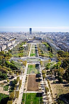 Aerial city view of Paris from Eiffel Tower, France