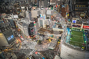 Aerial City View Of Shibuya Crossing - Tokyo, Japan