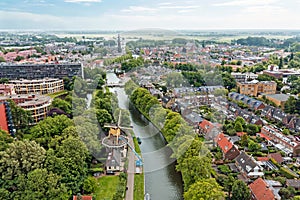 Aerial from the city Weesp in Noord Holland the Netherlands