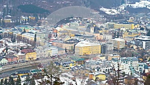 Aerial cityscape of Bad Ischl, Austria