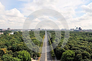 Aerial cityscape of Berlin with Tiergarten park photo