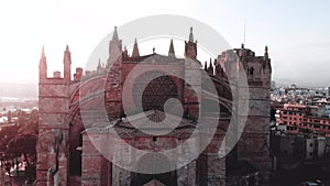 Aerial cityscape of Palma de Mallorca with cathedral, Balearic Islands, Spain