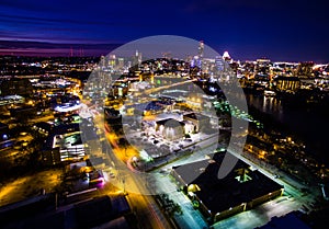 Aerial Cityscape Timelapse Night Life Austin Texas Capital Cities Glowing busy at night