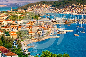 Aerial cityscape of town Trogir, Croatia.