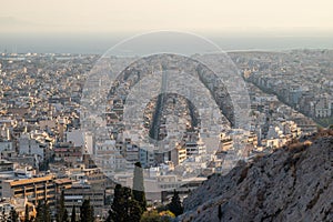 Aerial cityscape view of Athens capital city of Greece