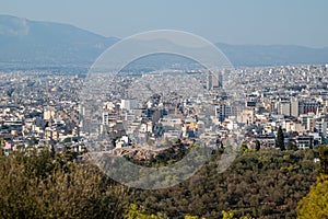 Aerial cityscape view of Athens capital city of Greece