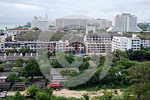 Aerial cityscape view of buildings in Jomtien Beach Pattaya, Thailand