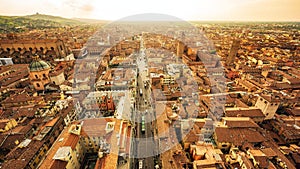 Aerial cityscape view from Due torri or two towers in Bologna photo