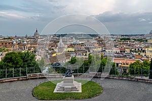 Aerial cityscape view from Pincian Hill at sunset - Rome, Italy