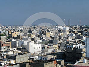 Aerial cityscape view to Hudaydah city, Yemen