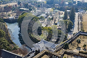 Aerial cityscape from the white Heron castle - Himeji