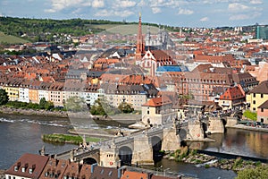 Aerial cityscape of Wurzburg, Germany