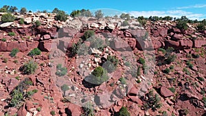 Aerial cliff southwest red rock desert Kanab Utah slide 4K