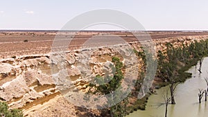 Aerial of Cliffs in Murray Darling basin river system. South Australia. Outback