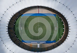 Aerial close up of Maracana soccer field in Rio de Janeiro