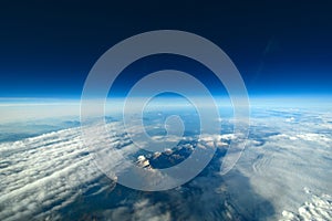 Aerial cloudscape, sky and horizon.