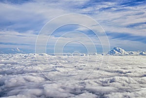 Aerial Cloudscape view over midwest states on flight over Colorado, Kansas, Missouri, Illinois, Indiana, Ohio and West Virginia du